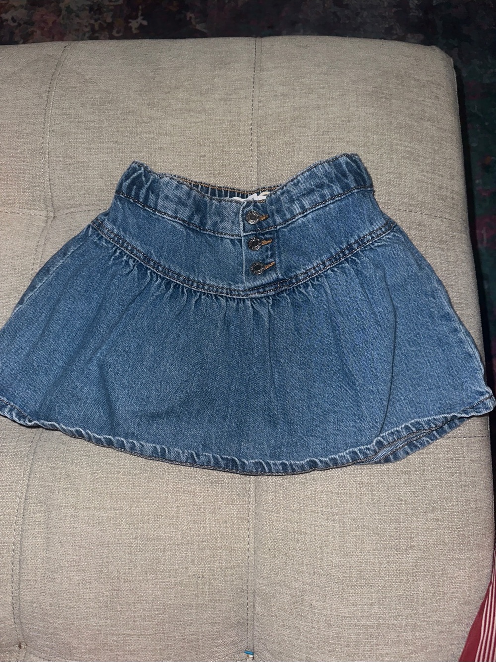 Zara Blue Denim Button-Front Skater Mini Skirt